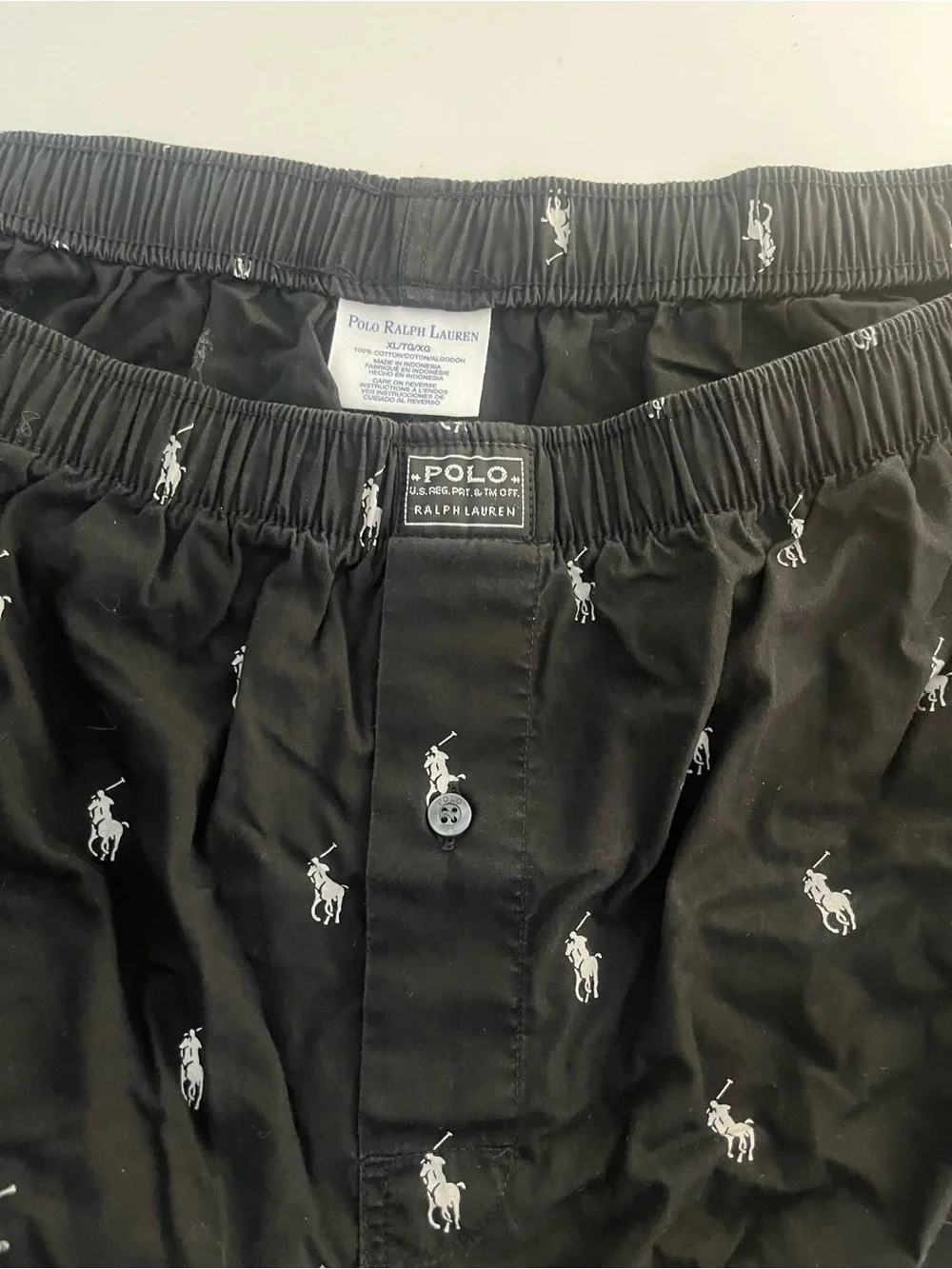 New Ralph Lauren Black Polo Logo Boxer Shorts Boxers Black and White Horse Print